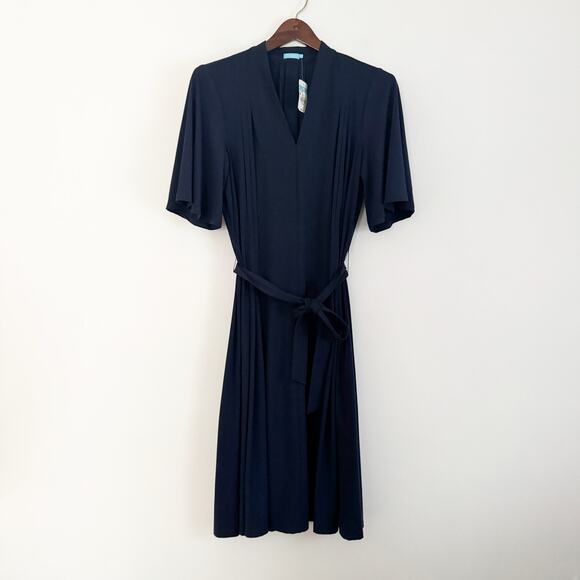 J. MCLAUGHLIN Shiloh Jersey Midi Dress Navy Blue Medium M - Picture 4 of 10